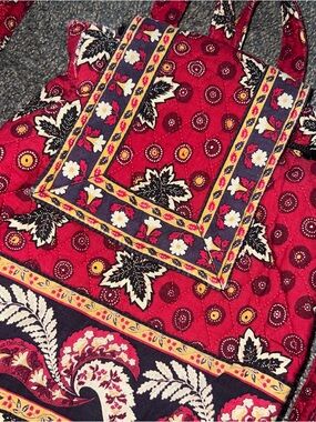 Vintage Vera Bradley Red Maple Leaf Quilted Mini Backpack Drawstring Bag